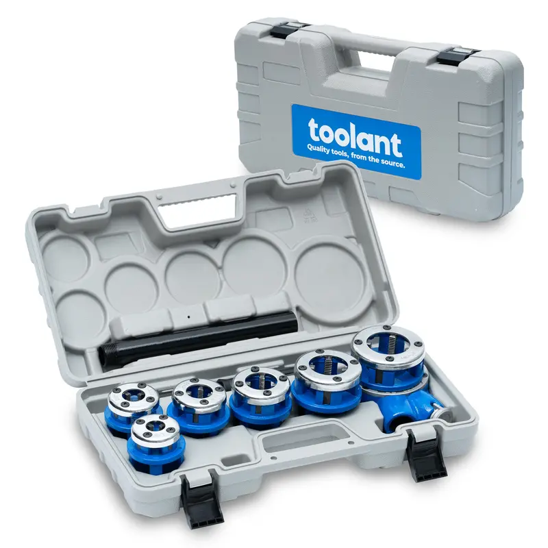 1/4"–1-1/4" Npt Ratchet Pipe Threading Tool – Portable Manual Threader With 6 Dies 1