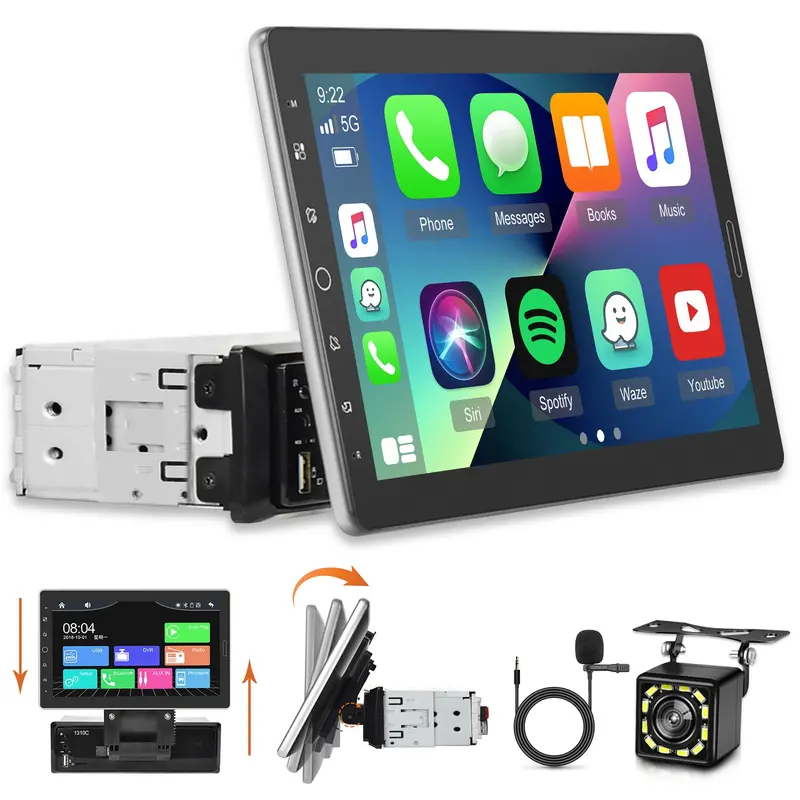 10.1" Single-Din Car Stereo With Carplay & Android Auto – 10" Touchscreen, 1080P Video, Mirrorlink, Eq, Swc, Bluetooth, And Backup Camera Bundle 1