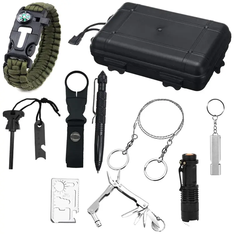 10-In-1 Paracord Survival Bracelet – Wearable Led Flashlight, Whistle, Personal Defense Pen & Emergency Gear Bundle 1