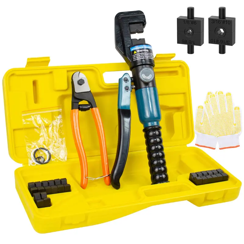 10-Ton Hydraulic Cable Crimping Tool – Battery Terminal Crimper With 11 Die Sets 1