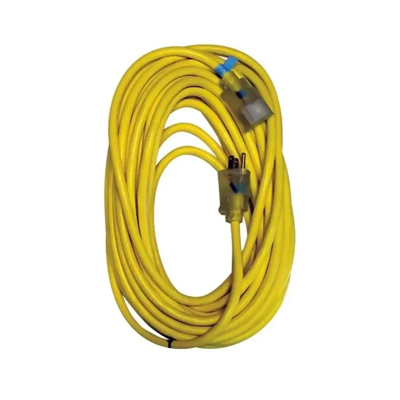 100-Foot 12/3 Sjtw Outdoor Extension Cord – Made In Usa, Vinyl-Jacketed, Weather-Resistant, 3-Prong Yellow Commercial-Grade Cord 1