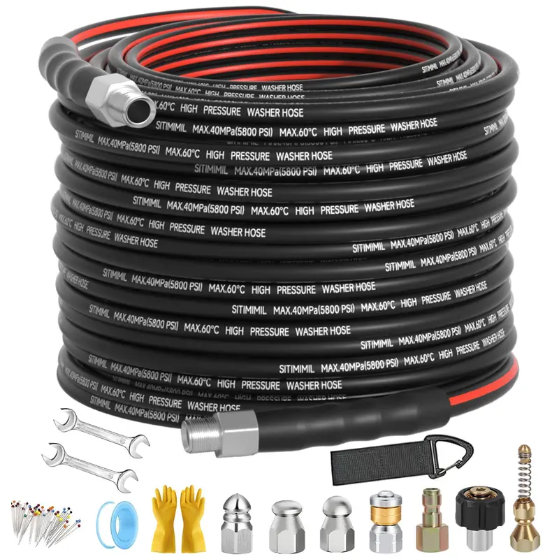 100-Foot Pressure Washer Drain Jet Nozzle With 1/4" Npt Swivel Connector And Trigger Button 1