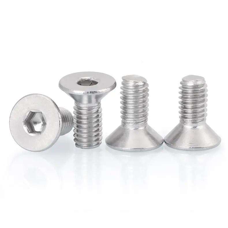 100-Pack 304 Stainless Steel Hex Socket Flat-Head Screws – M3 × 6Mm, Full Thread, Bright Finish 1