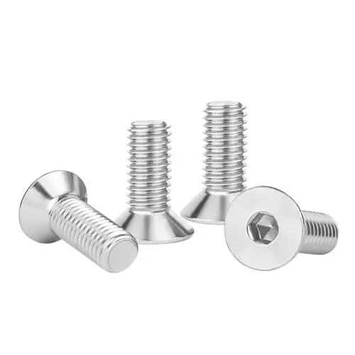 100-Pack M4 X 10 Mm Flat Head Socket Screws – A2 Stainless Steel (304), Full Thread, Bright Finish 1
