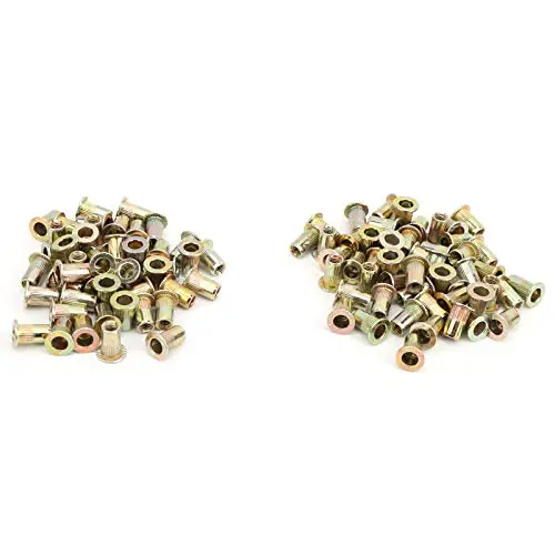 100-Piece Zinc-Plated Flat Head Rivet Nuts – Assorted M4 Sizes, Sheet Metal Fastening Hardware Kit 1