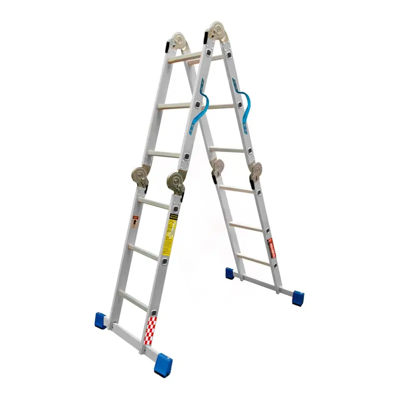 12-Step Multi-Position Steel/Aluminum Ladder – Includes Tool Trays, Gray Finish 1
