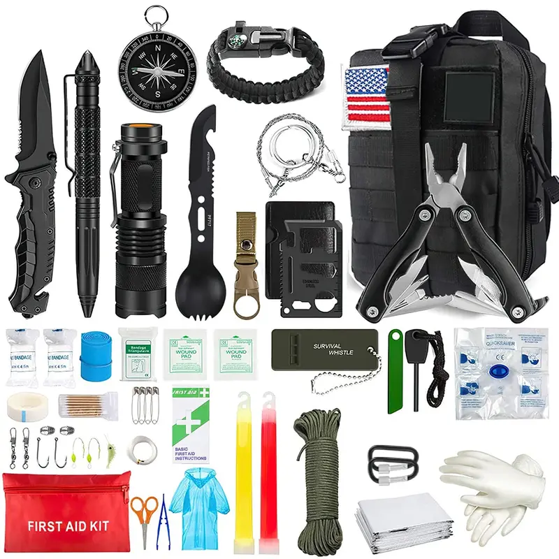 158-Piece Outdoor Survival Kit – Rain Poncho, Whistle, Multi-Tool & Comprehensive Emergency Gear For Christmas Gifting 1