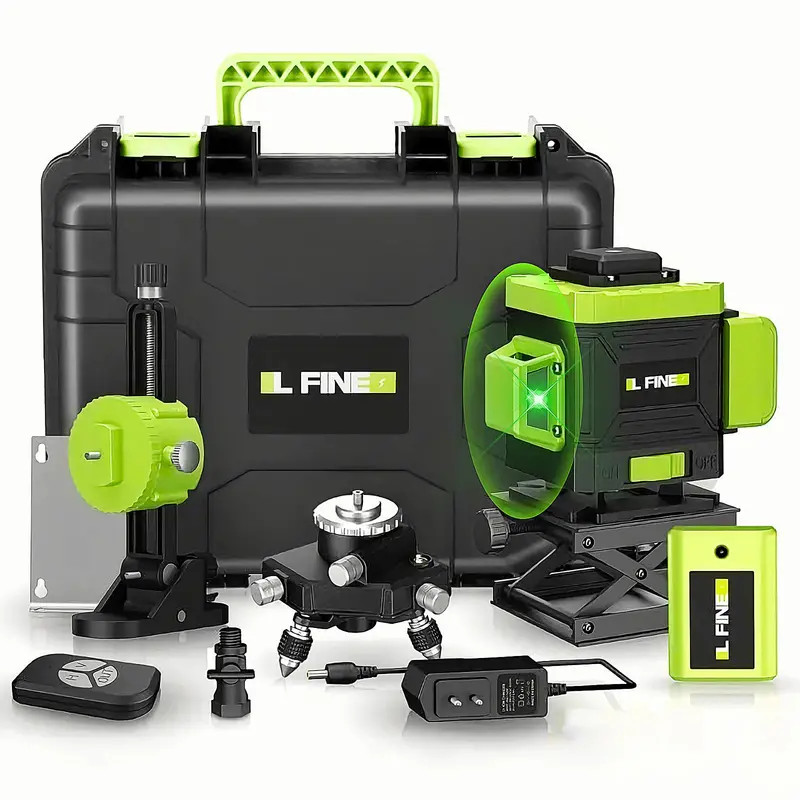 16-Line 4D Green Laser Level – 360° Cross-Line System With Remote Control & Dual Power Options 1