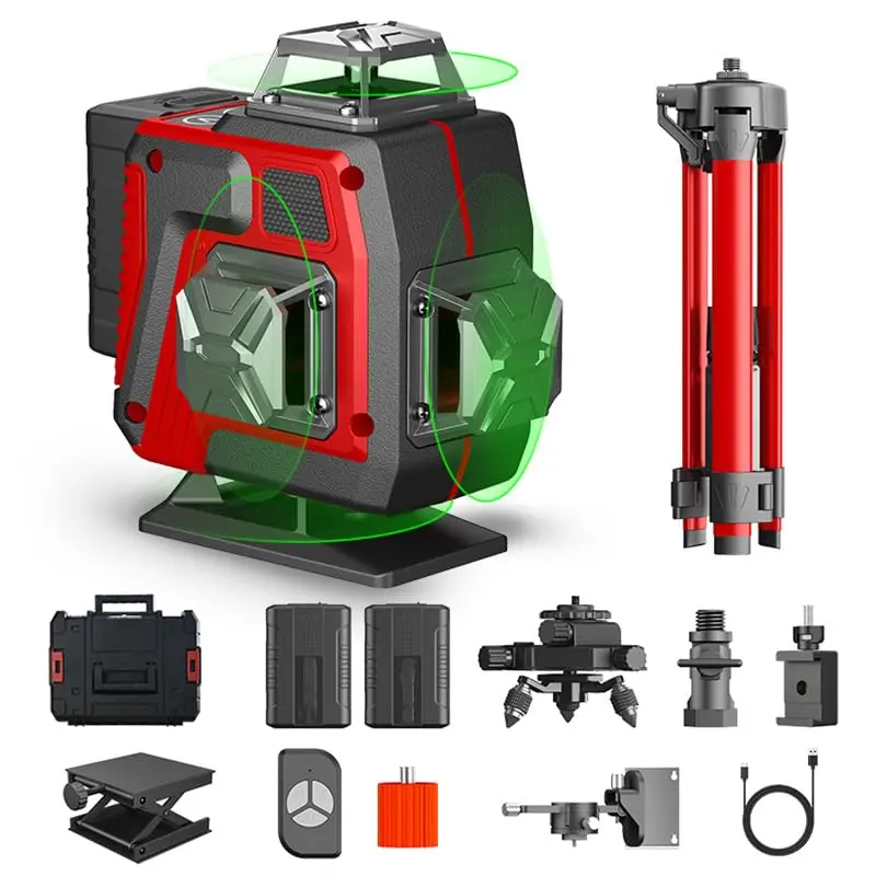16-Line 4D Green Laser Level Kit – 360° Auto-Leveling System With Tripod, Remote & Usb Charging 1