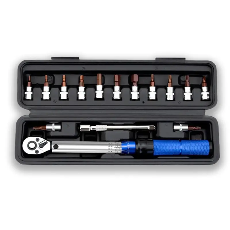 16-Piece Dual-Direction Bike & Motorcycle Torque Wrench Set — 72-Tooth Ratchet, Extension Bars, And Quick-Release Buckle 1