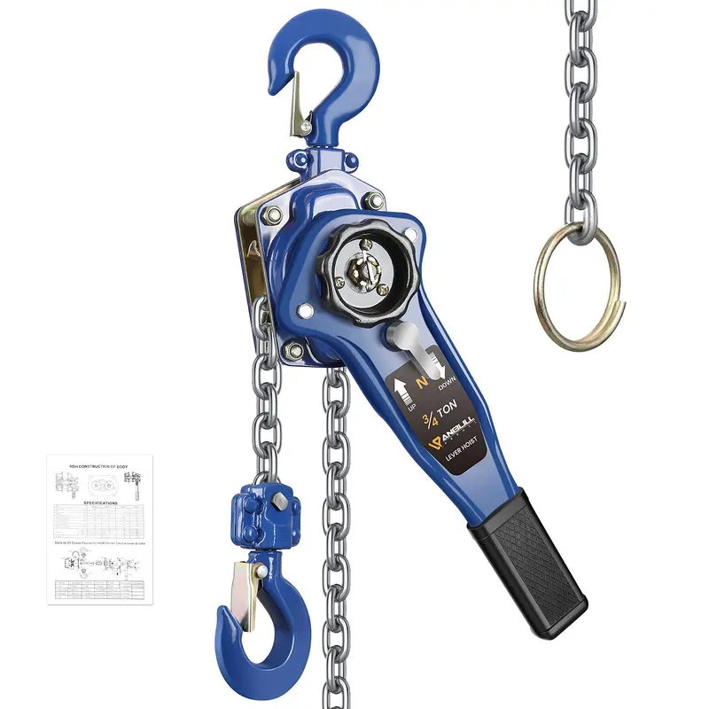 1,600-Lb Manual Lever Chain Hoist – 10-Foot Lift, G80 Galvanized Chain, Portable For Garage & Workshop Use 1