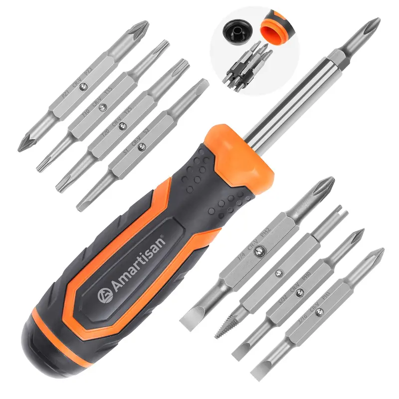 18-In-1 Portable Multi-Bit Screwdriver: Slotted, Phillips, Pozi, Torx, Square, And Nut Driver 1