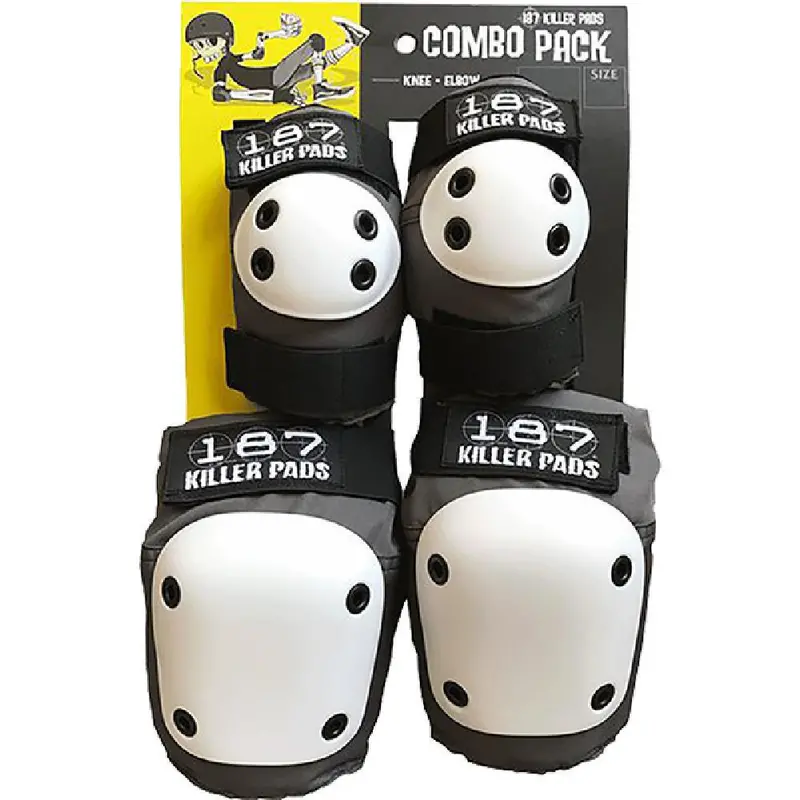 187 Killer Combo Pack: Xs Knee & Elbow Pads (Grey/Black/White) 1