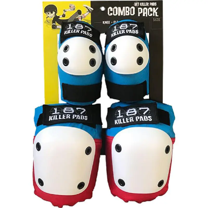 187 Killer Combo Pack: Xs Knee & Elbow Pads (Red/White/Blue) 1