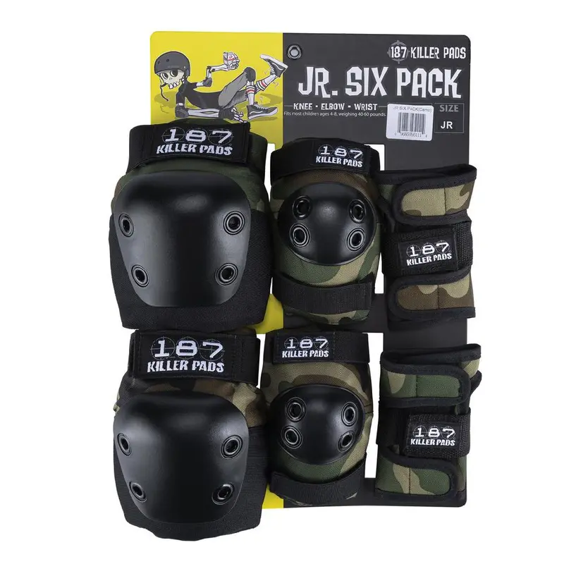 187 Killer Jr. Six-Pack Camo Skate Safety Set (Knee, Elbow, Wrist) 1