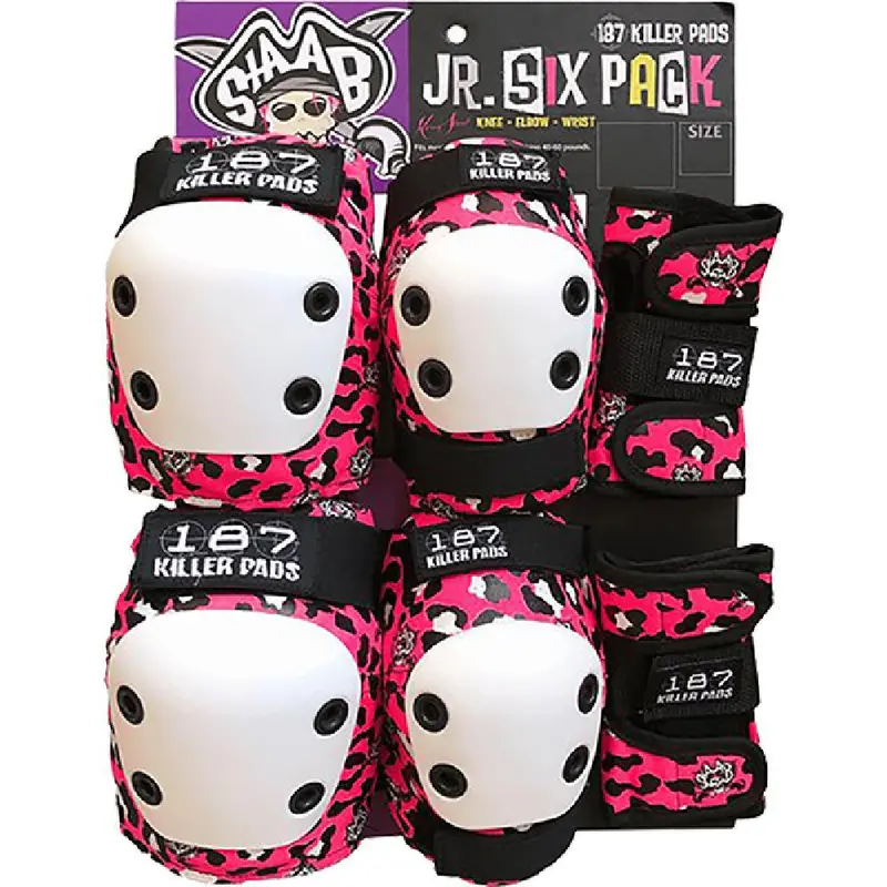 187 Killer Pads Junior Six-Pack Protective Set – Pink Knee, Elbow & Wrist Guards 1