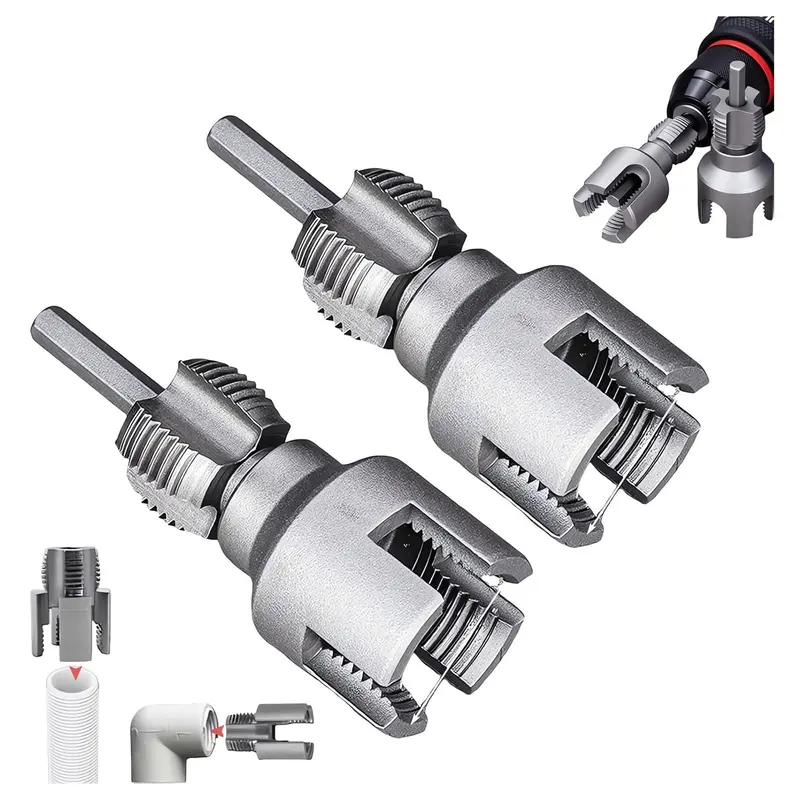 2-In-1 Internal & External Pvc Pipe Threading Tool – Electric Drill Attachment For 1/2", 3/4", And 1" Npt 1