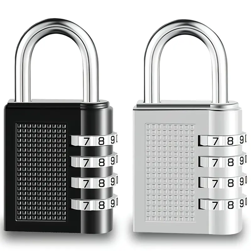 2-Pack 4-Digit Combination Padlocks – Dual-Tone (Black & Silver) Security Locks For Luggage, File Cabinets, Toolboxes, Gates, And Lockers 1