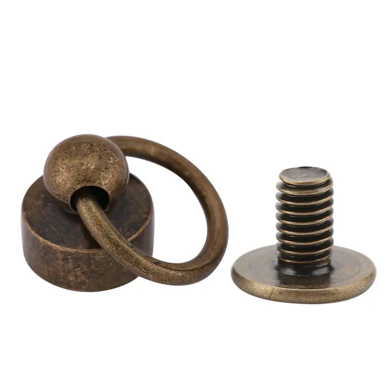 20-Pack Solid Brass Round-Head Chicago Screws – Leathercraft Rivets With Belt Buckle Backings (Bronze Finish) 1