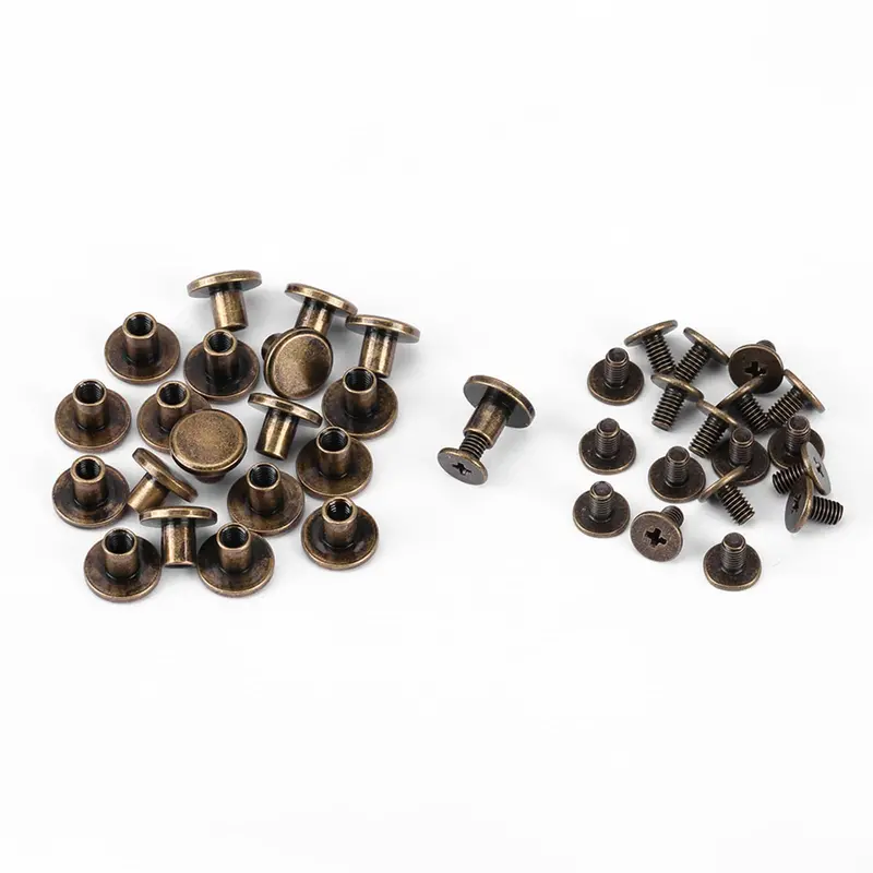 20-Set Mixed Brass Rivet Kit – Flat-Head Posts In 5Mm, 6.5Mm & 8Mm For Leather Decoration & Binding 1