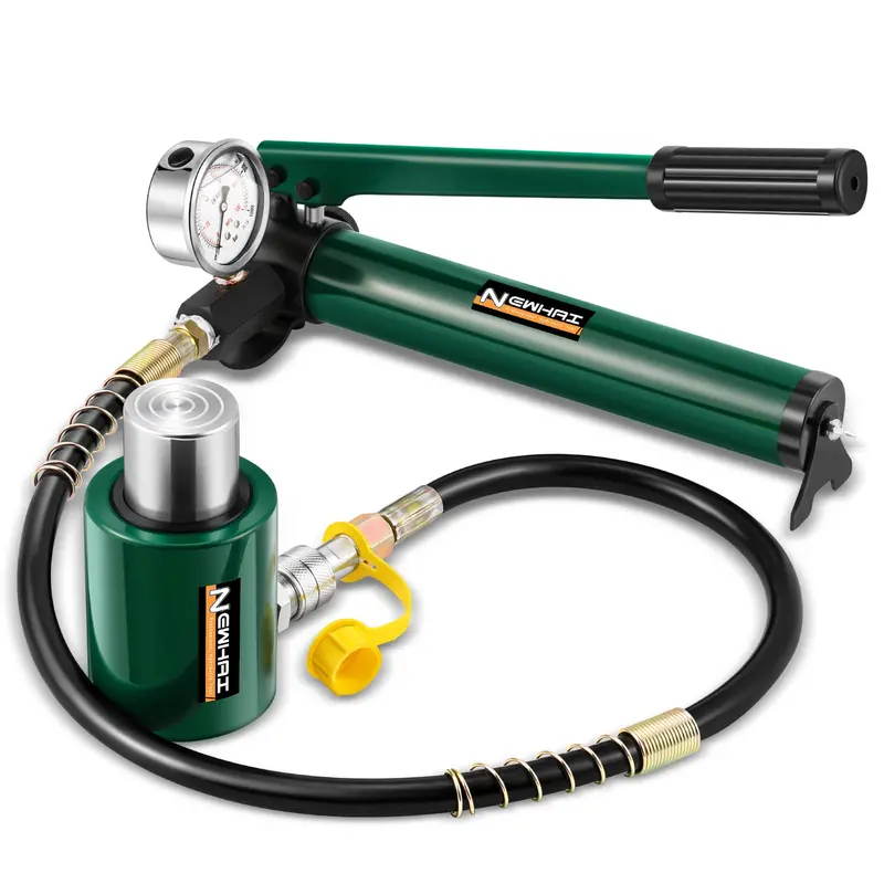 20-Ton Low-Profile Hydraulic Porta-Power Kit With 5 Cm Stroke Cylinder, Cp-180 Gauge, And Hand Pump 1