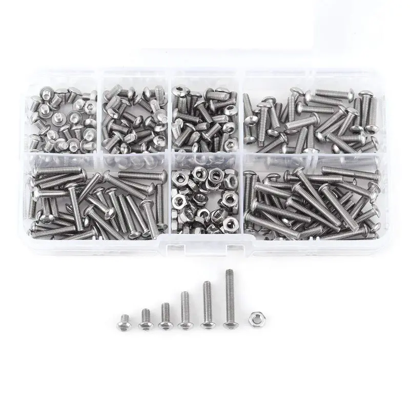 230-Piece M3 Stainless Steel Socket Button Head Bolt & Nut Set – Metric Hex Socket Cap Screws 1