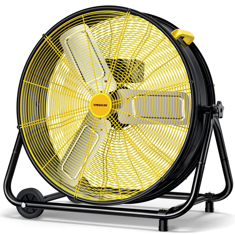 24-Inch High-Velocity Drum Fan – 320W Metal Air Circulator With 360° Tilt & Carry Handle 1