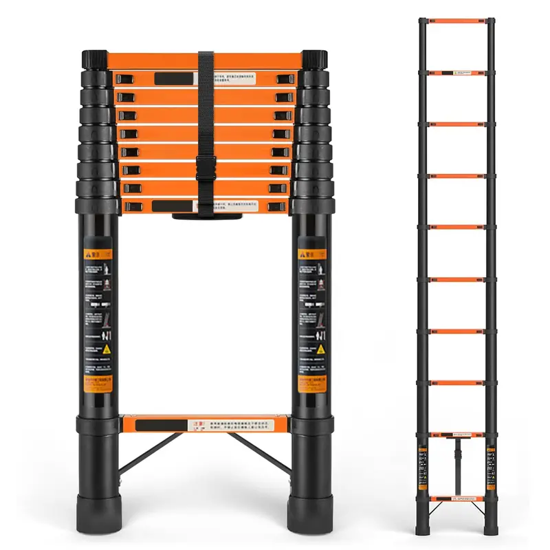 3.9 M Carbon Steel Telescopic Straight Ladder – Adjustable Height, Step Lock System, Durable Build 1
