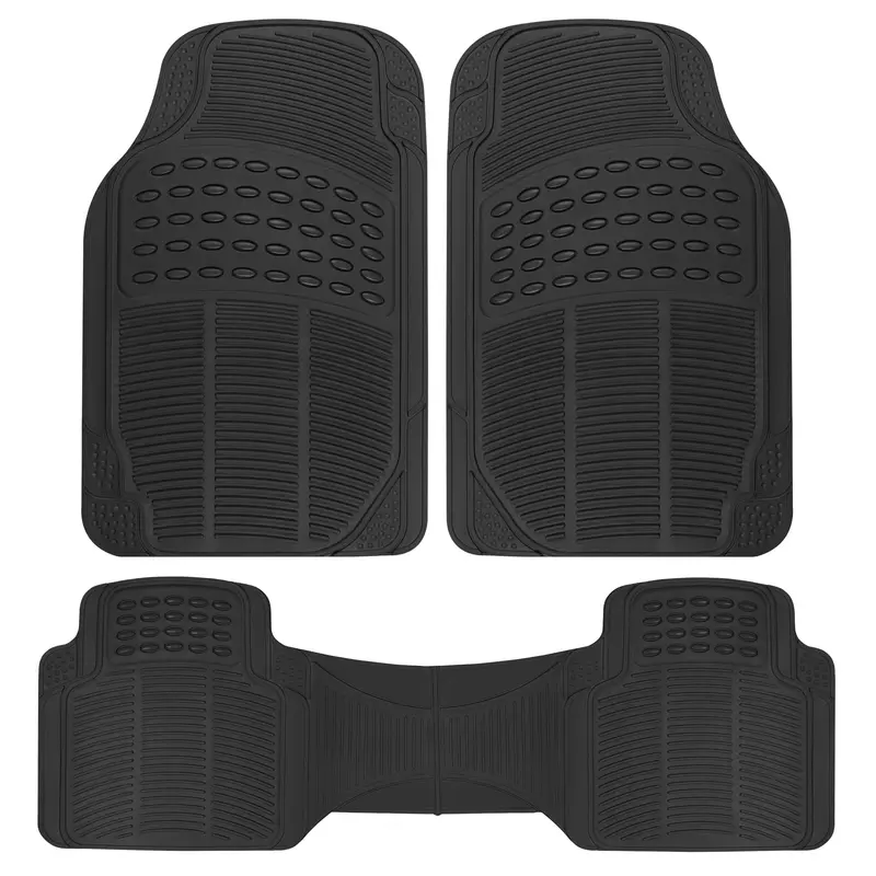 3-Piece All-Weather Black Rubber Floor Mats – Universal Fit For Cars, Suvs, Vans & Trucks 1