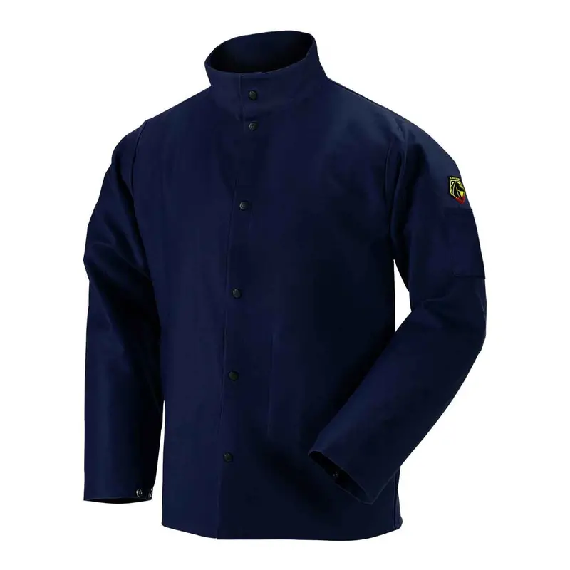 30-Inch Navy Blue 9-Ounce Cotton Welding Jacket – Flame-Resistant Workwear, Size L 1