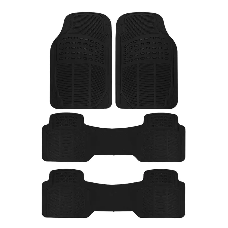 4-Piece Universal All-Climate Rubber Floor Liners – Heavy-Duty Fit For 3-Row Vehicles 1