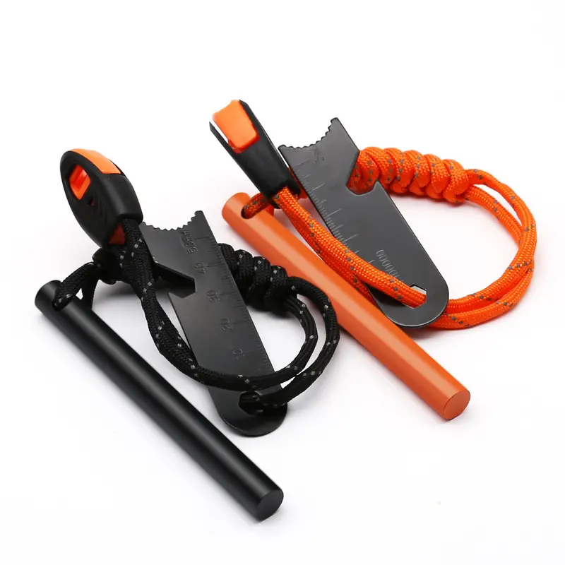 6-In-1 Waterproof Fire-Starting Survival Tool – High-Visibility Ferro Rod (4" X 3/8"), Paracord Whistle, Reflective Cord & Outdoor Multi-Tool 1