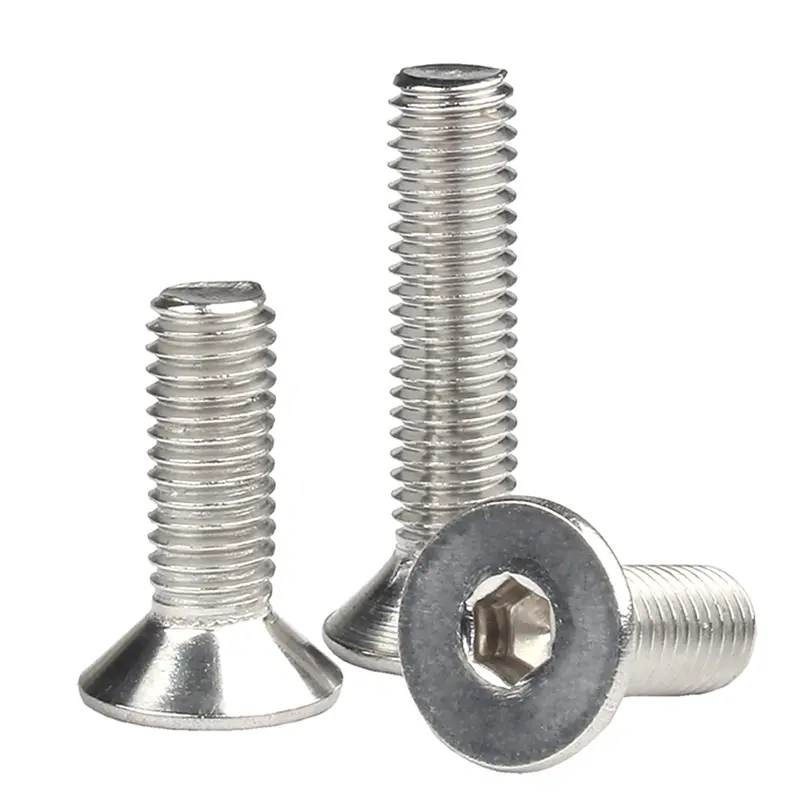60-Pack M4 X 14 Mm Flat Head Socket Screws – A2 Stainless Steel (304), Bright Finish, Din 7991 1