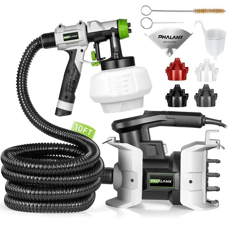 700W Electric Airless Paint Sprayer – 1200Ml Capacity, 10-Foot Hose, 4 Nozzles, 3 Spray Patterns 1