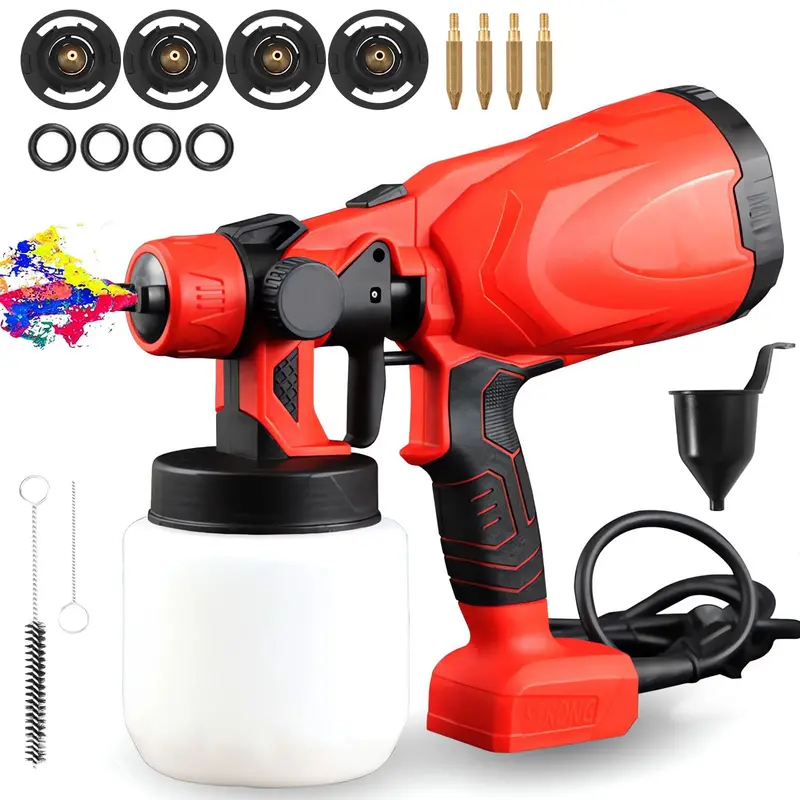 800W Electric Hvlp Paint Sprayer – 800Ml Tank, 3 Spray Patterns, Ideal For Automotive, Walls, Fences & Home Use (Red) 1