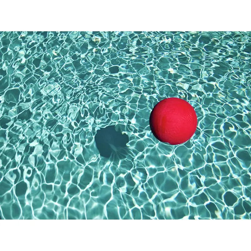 Abstract Red Ball Floating On Ripples – Blue Water Framed Art 1