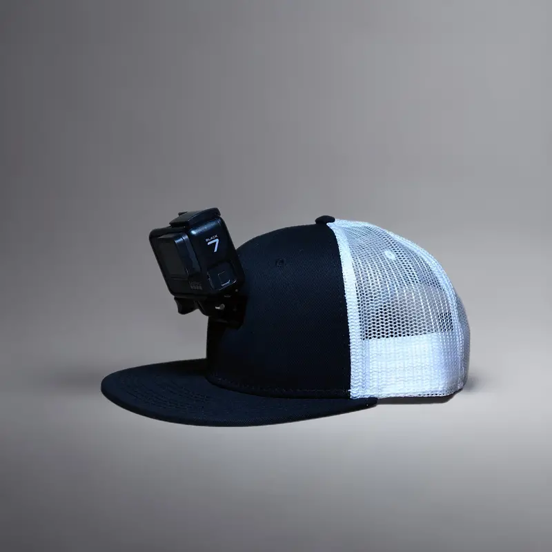 Actionhat Custom Black-And-White Mesh Flat-Bill Cap 1