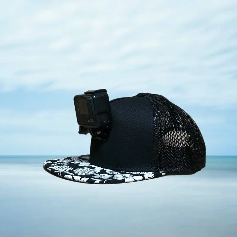 Actionhat Custom Hibiscus-Print Mesh Flat-Bill Cap 1