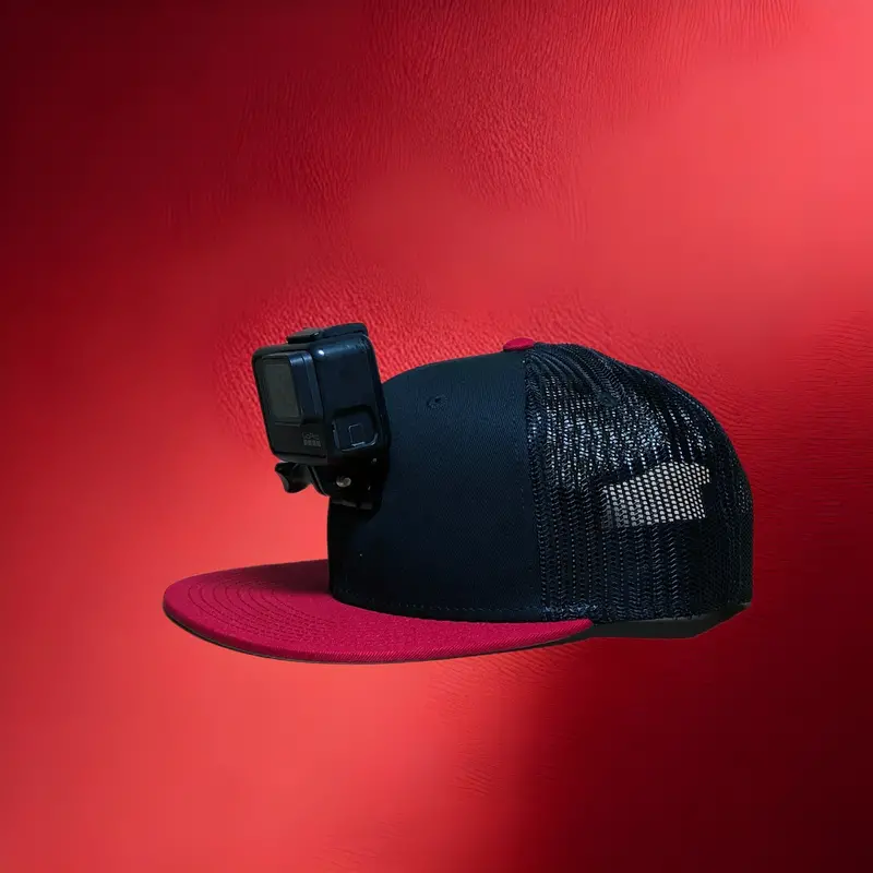 Actionhat Custom Red-And-Black Mesh Flat-Bill Cap 1