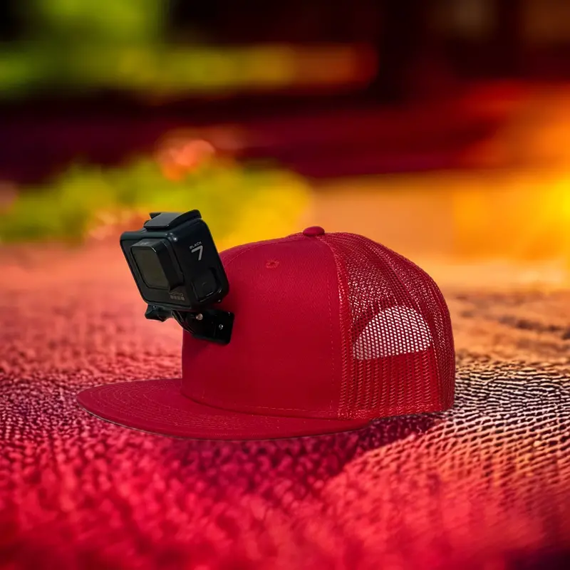 Actionhat Custom Red Mesh Flat-Bill Cap 1