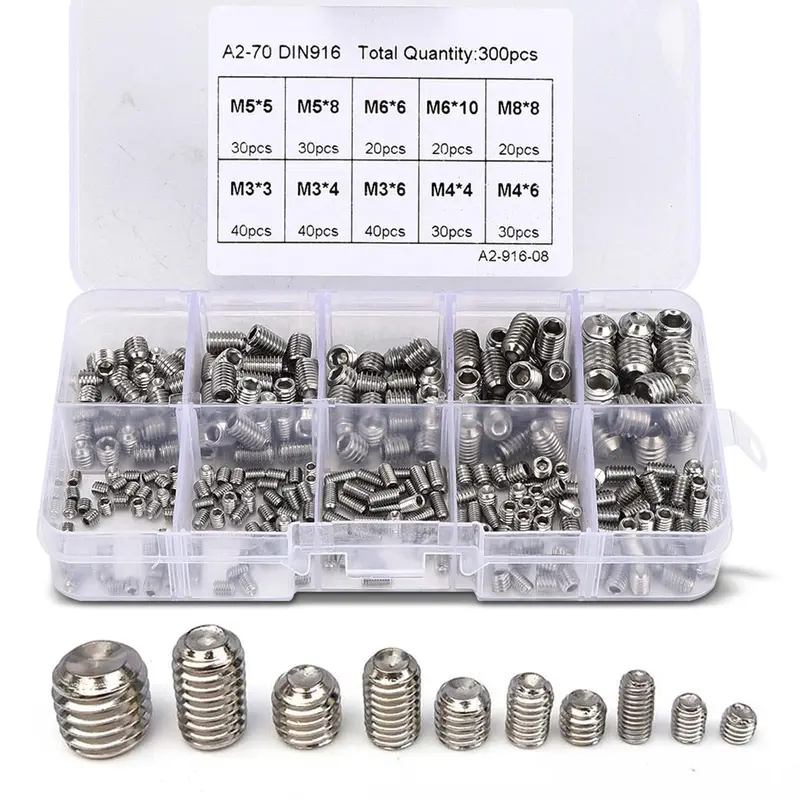 Agatige 300-Piece Stainless Steel 304 Screw Set – Hex Cap Screws (M3–M8) In Mixed Sizes 1