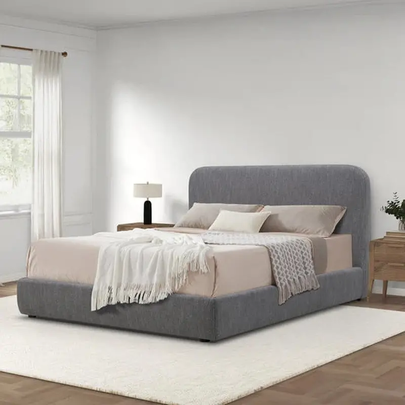Aiden & Ivy Upholstered Grey Double Bed Frame 1