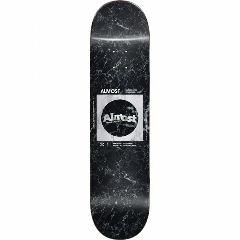 Almost Minimalist Black/White 8.25" Clean-Design Skate Deck 1