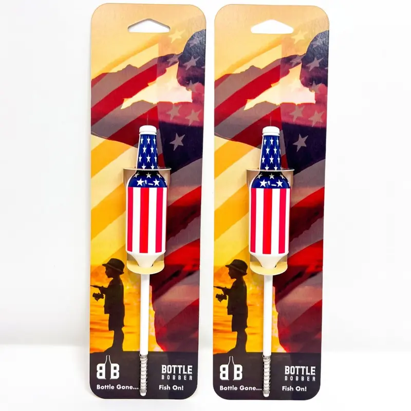 American Flag Fishing Bobbers – Red & White 2-Pack Floats 1