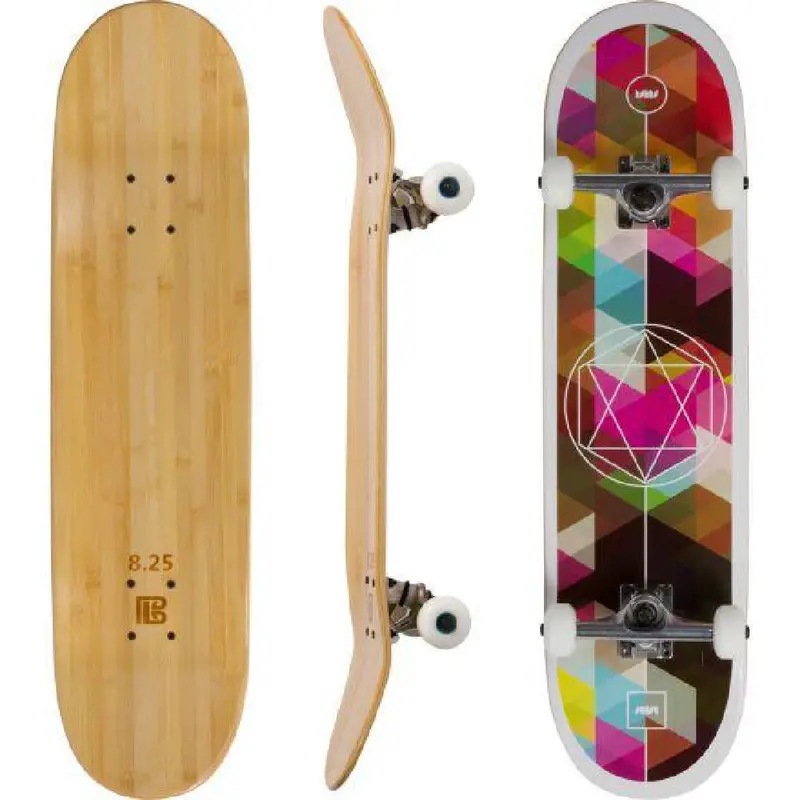Bamboo Skateboard With Geometric Graphic – Modern Street Deck 1