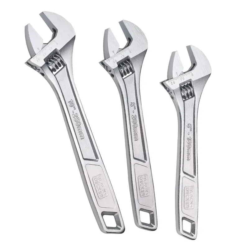 Black+Decker 3-Piece Adjustable Wrench Set – 6", 8", And 10" (Bdht8159092Apb) 1