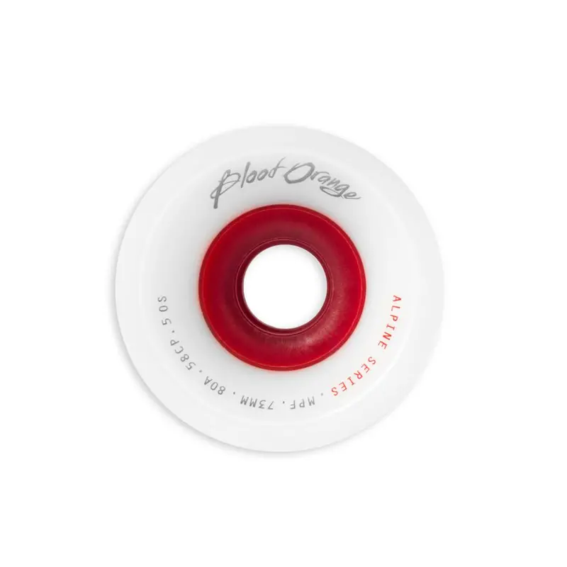Blood Orange Alpine Series 73Mm 80A White & Red Longboard Wheels (Set Of 4) 1