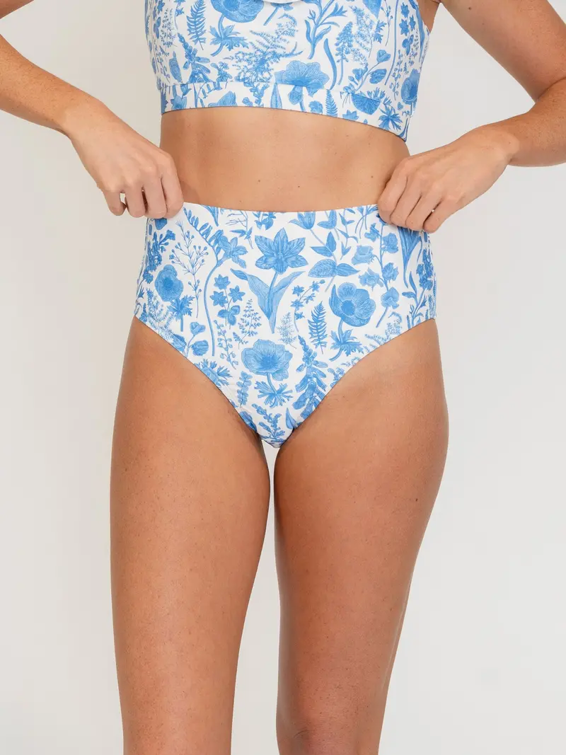 Botany Print High-Waisted Swim Bottoms 1