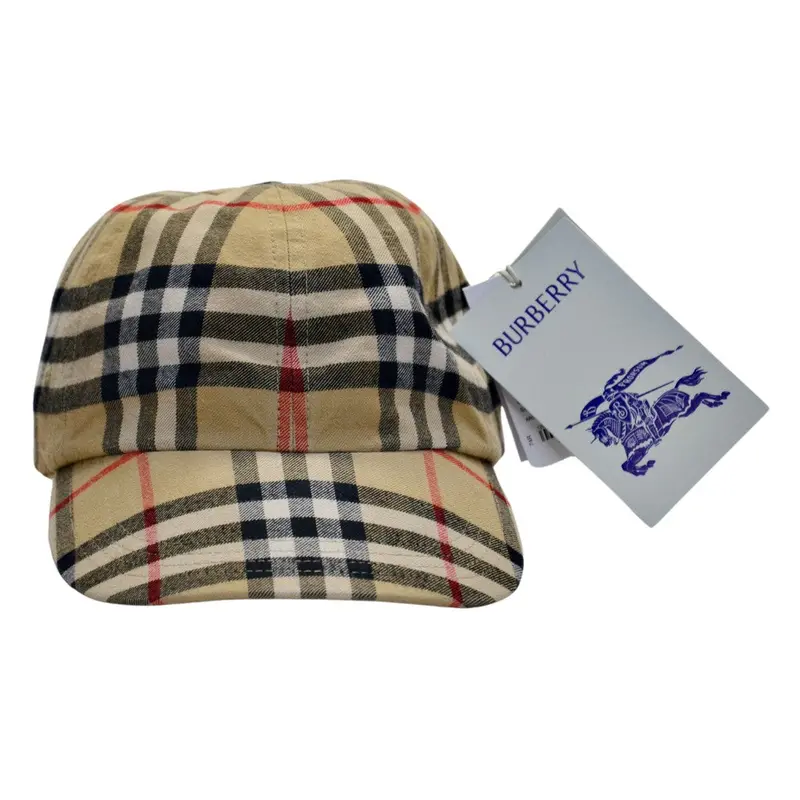 Burberry Unisex Archive-Beige Check Baseball Cap – Size Small 1