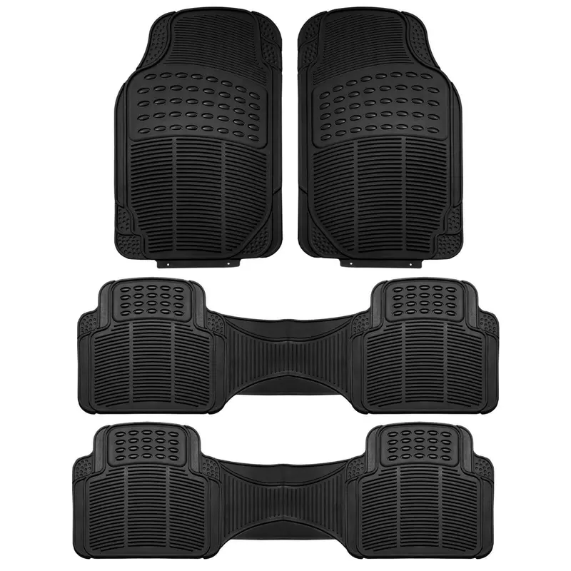 Cuttable All-Weather Floor Mat Set – 4-Piece Heavy-Duty Interior Liners For 3-Row Suvs (Black) 1